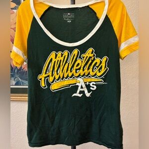 5th & Ocean Green and Yellow Athletics Raglan Tee